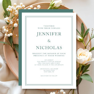 Elegant Formal Emerald Green Wedding Einladung