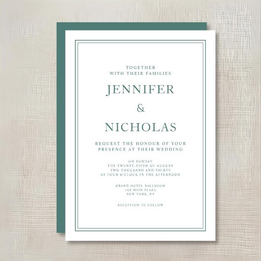 Elegant Formal Emerald Green Wedding Einladung