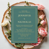 Elegant Formal Emerald Green Wedding Folieneinladung