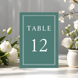 Elegant Formal Emerald Green Wedding Tischnummer