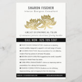 Elegant Formal Faux Gold Lotus Floral Business Flyer (Vorne)