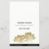 Elegant Formal Faux Gold Lotus Floral Business Flyer (Hinten)