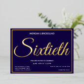 Elegant Formal Gold 60 60 Geburtstag Folieneinladung (Stehend vorne)