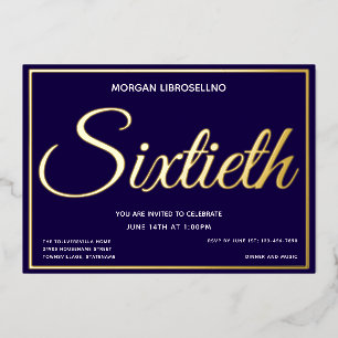 Elegant Formal Gold 60 Sechzigster Geburtstag Folieneinladung