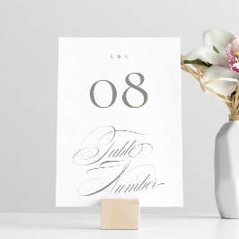 Elegant Formal Gray on White Calligraphy Wedding Tischnummer
