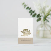 ELEGANT FORMAL KRAFT GLAM IMITATS GOLD LOTUS FLORA VISITENKARTE (Stehend Vorderseite)