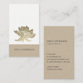 ELEGANT FORMAL KRAFT GLAM IMITATS GOLD LOTUS FLORA VISITENKARTE (Vorne/Hinten)