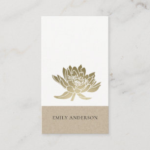 ELEGANT FORMAL KRAFT GLAM IMITATS GOLD LOTUS FLORA VISITENKARTE