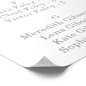 Elegant Formal Minimal Alphabetical Seating Chart Poster (Ecke)