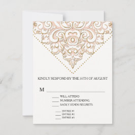 Elegant Formal Modern Lace Blush Pink and Gold RSVP Karte