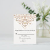 Elegant Formal Modern Lace Blush Pink and Gold RSVP Karte (Stehend Vorderseite)