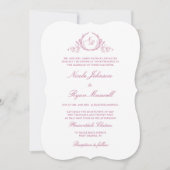 Elegant Formal Monogram Mauve Pink Wedding Einladung (Vorderseite)