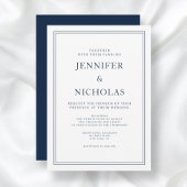 Elegant Formal Navy Blue Wedding Einladung