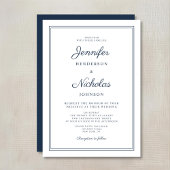 Elegant Formal Navy Blue Wedding Einladung