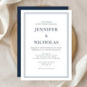 Elegant Formal Navy Blue Wedding Einladung