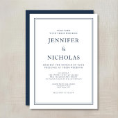 Elegant Formal Navy Blue Wedding Einladung