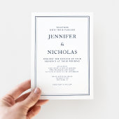 Elegant Formal Navy Blue Wedding Einladung