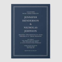 Elegant Formal Navy Blue Wedding Pergament Einladungen