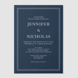 Elegant Formal Navy Blue Wedding Pergament Einladungen