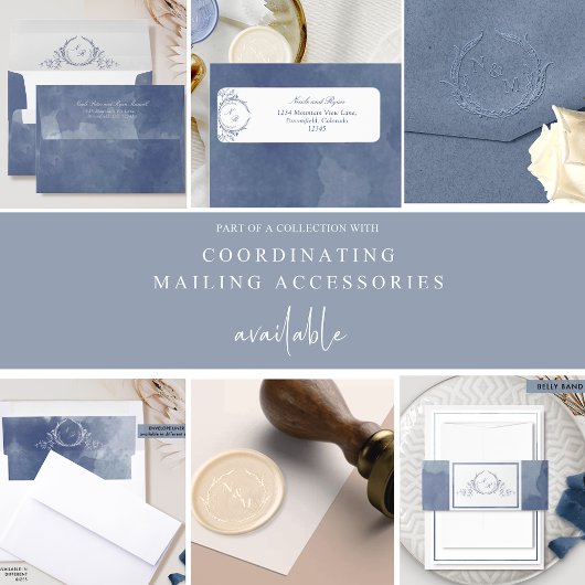 Elegant Formal Navy Monogram Wedding Einladung