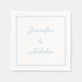 Elegant Formal Powder Blue Script Wedding Serviette