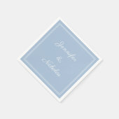 Elegant Formal Powder Blue Script Wedding Serviette (Ecke)