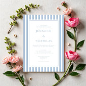 Elegant Formal Powder Blue Stripes Wedding Einladung