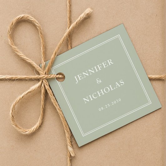 Elegant Formal Sage Green Wedding Geschenkanhänger