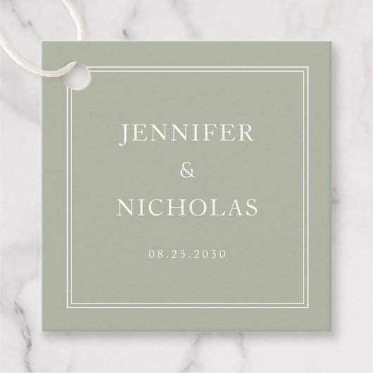 Elegant Formal Sage Green Wedding Geschenkanhänger (Vorderseite)