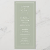 Elegant Formal Sage Green Wedding Menükarte (Vorderseite)