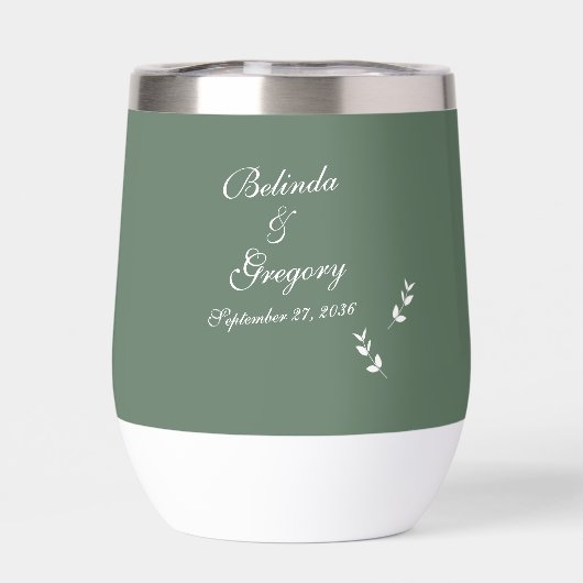 Elegant Formal Sage Olive Green Script Wedding (Rückseite)