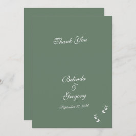 Elegant Formal Sage Olive Green Script Wedding Dankeskarte