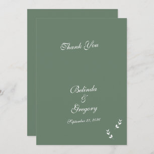 Elegant Formal Sage Olive Green Script Wedding Dankeskarte