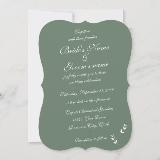 Elegant Formal Sage Olive Green Script Wedding Einladung (Vorderseite)