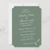 Elegant Formal Sage Olive Green Script Wedding Einladung (Vorderseite)