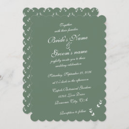 Elegant Formal Sage Olive Green Script Wedding Einladung