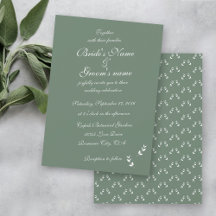 Elegant Formal Sage Olive Green Script Wedding
