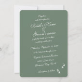 Elegant Formal Sage Olive Green Script Wedding Einladung (Vorderseite)
