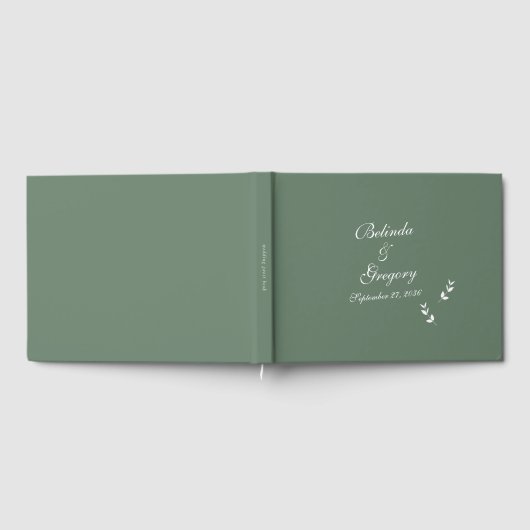 Elegant Formal Sage Olive Green Script Wedding Gästebuch (Voll)