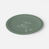 Elegant Formal Sage Olive Green Script Wedding Pappteller (Schrägansicht)