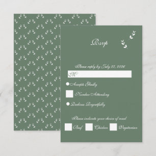 Elegant Formal Sage Olive Green Script Wedding RSVP Karte