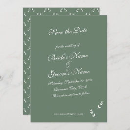 Elegant Formal Sage Olive Green Script Wedding Save The Date