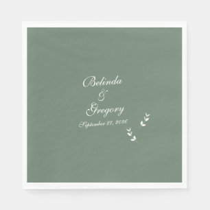 Elegant Formal Sage Olive Green Script Wedding Serviette