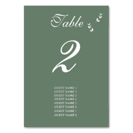 Elegant Formal Sage Olive Green Script Wedding Tischnummer