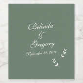 Elegant Formal Sage Olive Green Script Wedding Weinetikett (Einzelnes Label)