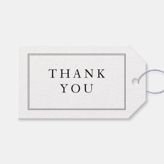 Elegant Formal Schwarz-weiß Wedding Danke Geschenkanhänger (Vorderseite (Horizontal))