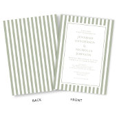 Elegant Formal Stripes Sage Green Wedding Einladung