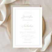 Elegant Formal Taupe Script Wedding Einladung
