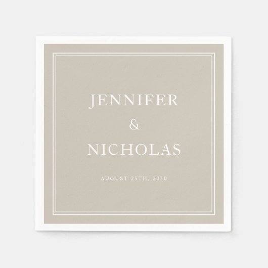 Elegant Formal Taupe Wedding Serviette (Vorderseite)