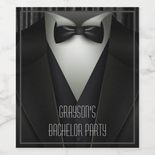 Elegant Formal Tuxedo Bachelor Party Weinetikett (Einzelnes Label)